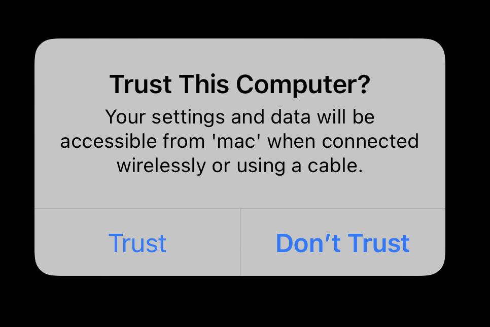 iPhone - Trust This Computer message - Xcode